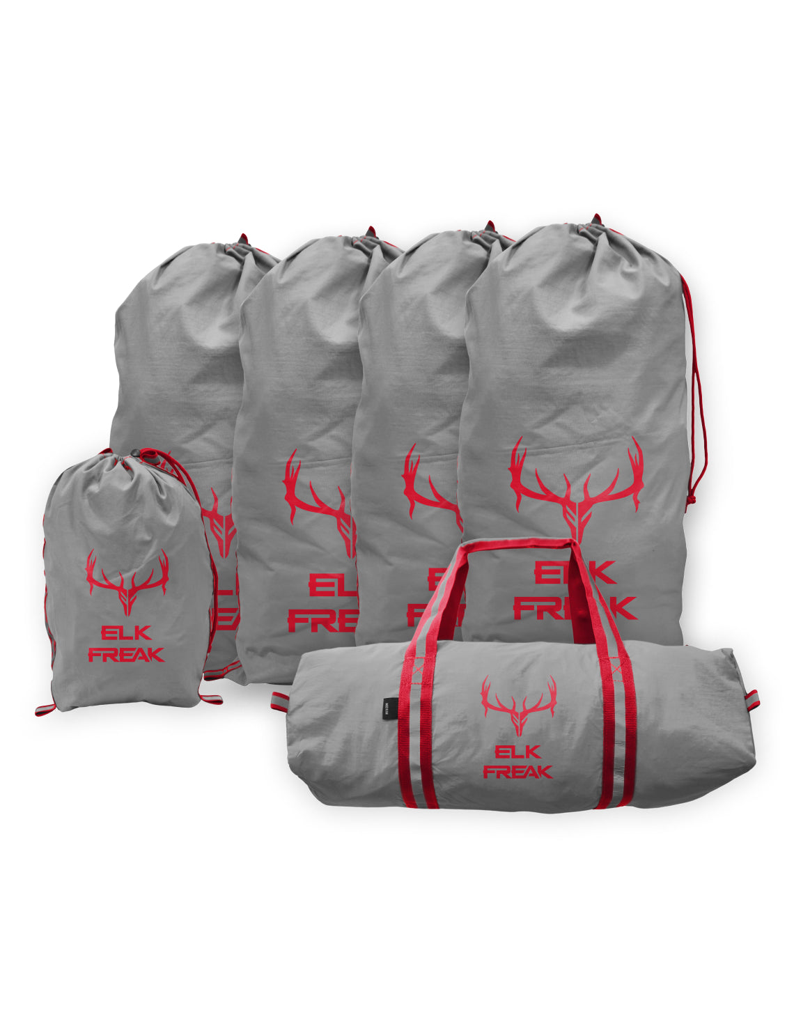 Elk Freak Game Bag Set in signature gray, designed for efficient elk meat storage and preservation.