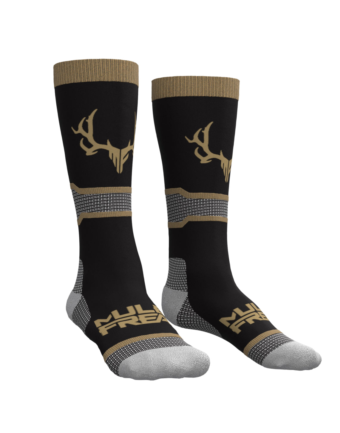 Elite Merino Socks with Muley Freak logo, perfect for enduring outdoor activities.