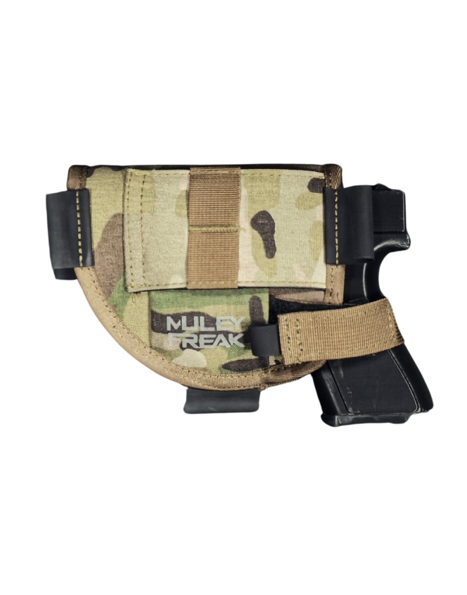 Camouflaged Game Changer Holster in multicam for the strategic outdoorsman.