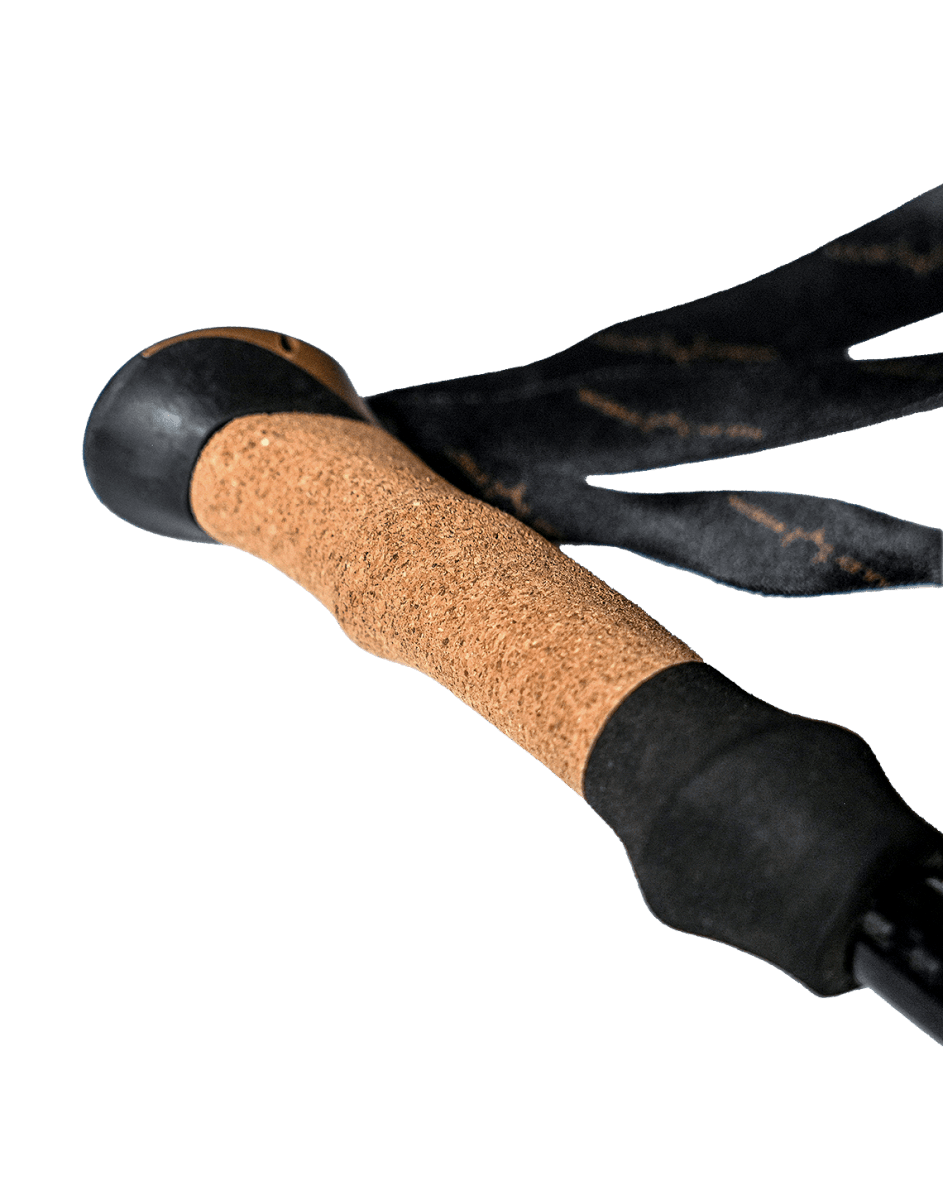 Ergonomic cork handle of Muley Freak Trekking Poles ensures a comfortable grip.