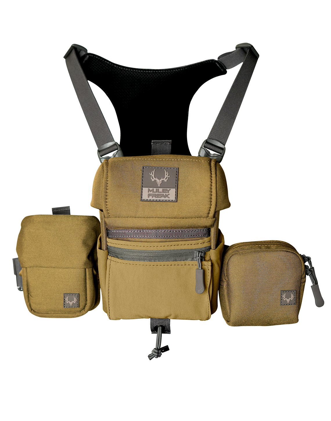 Game Changer Bino Harness in coyote brown showcasing rugged outdoor adaptability.
