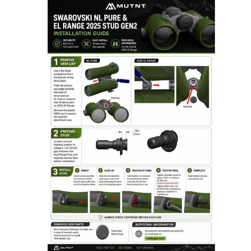 Gen 2 - NEW Swarovski NL-Pure AND  EL Range Stud Tripod Adapter