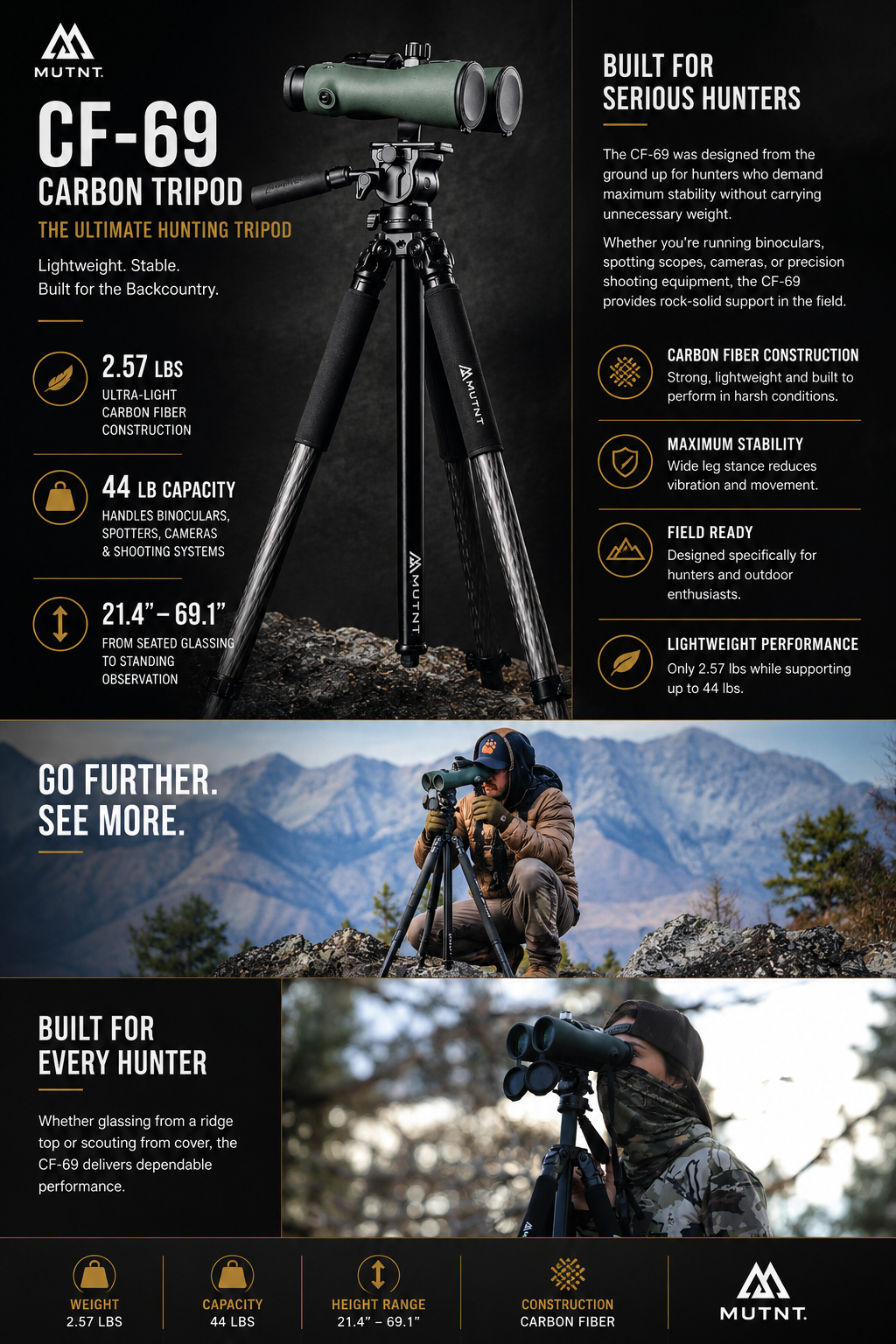 CF-69 Carbon Fiber Tripod