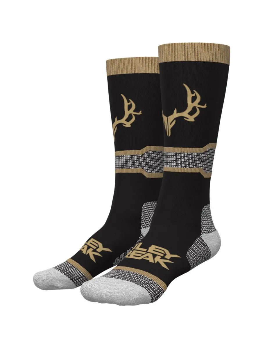 Muley Freak Elite Merino Socks showcasing durable, comfort-driven design for hunters.