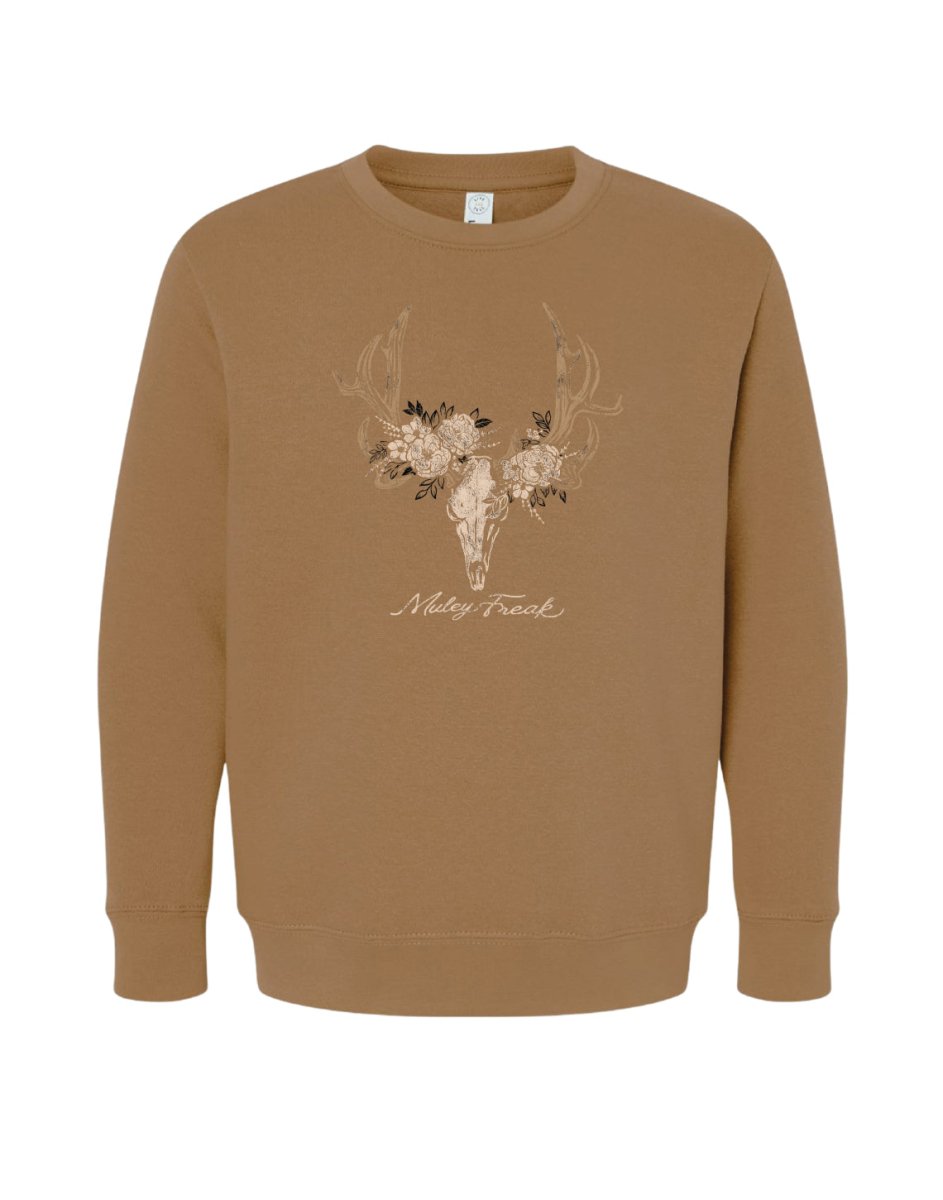 Girl's Floral Skull Sweater - Muley Freak