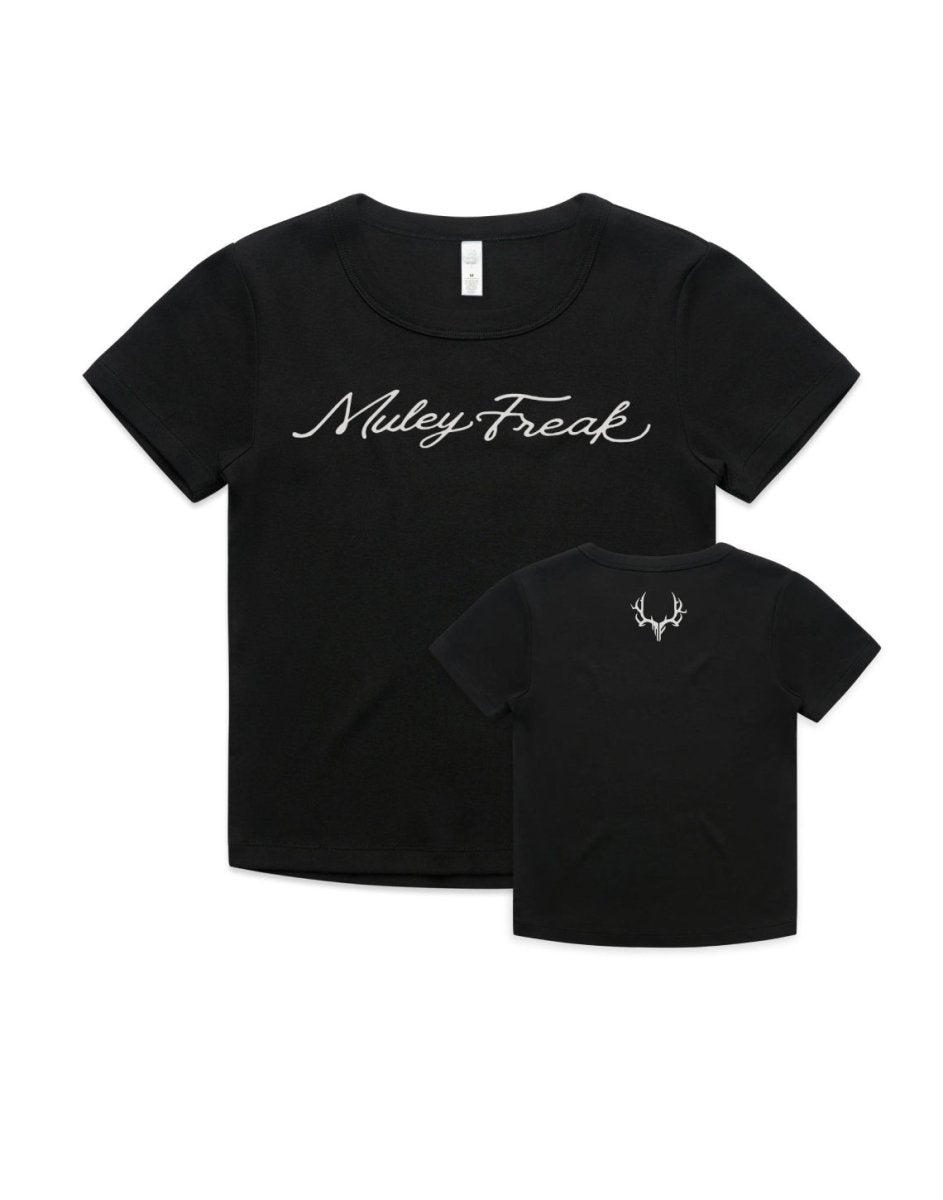 Womens Cursive Fitted Tee - Muley Freak