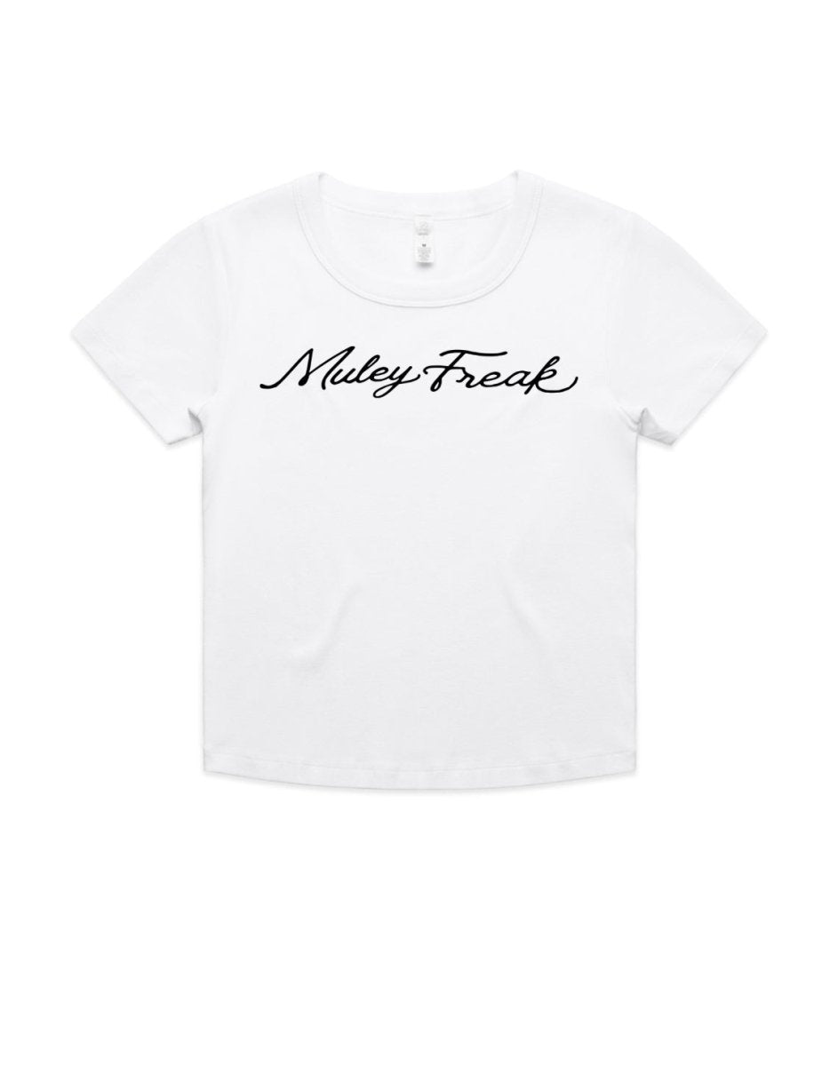 Womens Cursive Fitted Tee - Muley Freak