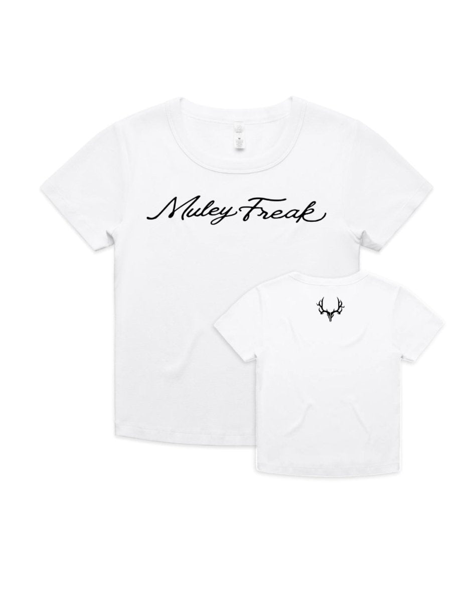 Womens Cursive Fitted Tee - Muley Freak