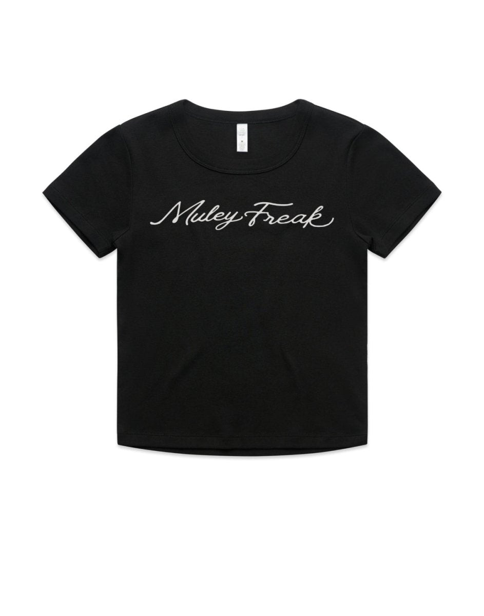 Womens Cursive Fitted Tee - Muley Freak