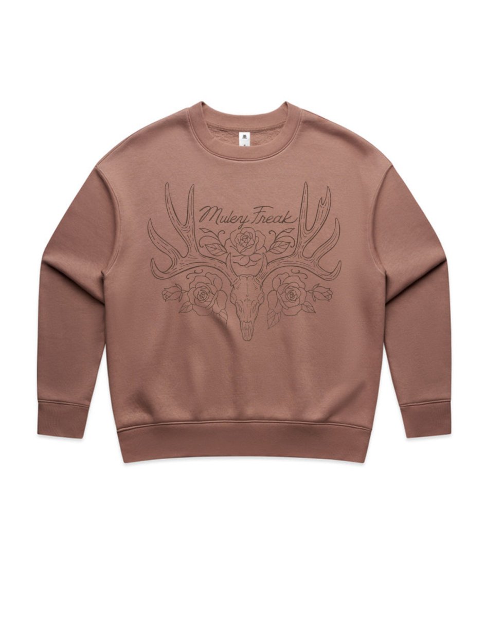 Women's Floral Skull Crew 2.0 Sweater - Muley Freak