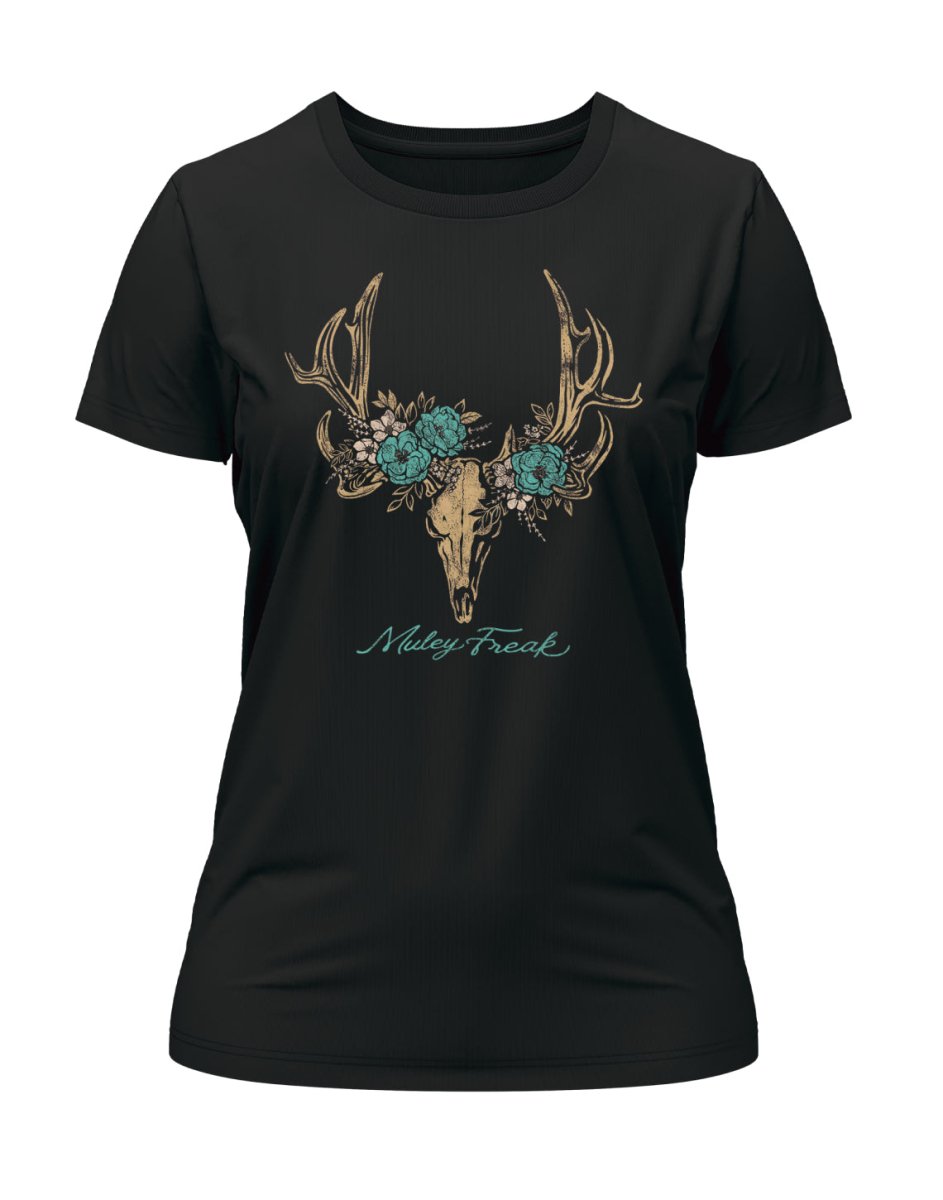 Women's Floral Skull Tee - Muley Freak