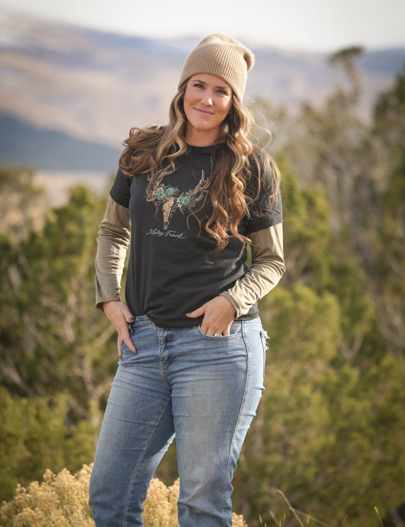 Women's Floral Skull Tee - Muley Freak