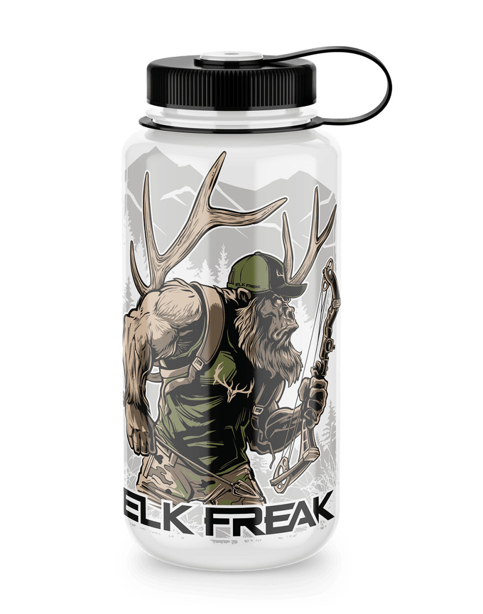 Elk Freak Sasquatch Nalgene bottle for hunting hydration.